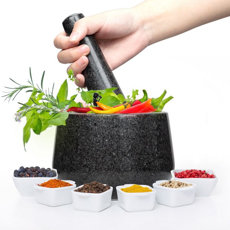 Granite Mortar and Pestle Set, 2 Cups Stone Grinder Bowl for Grinding Herbs Spices, Guacamo, 1 of 7