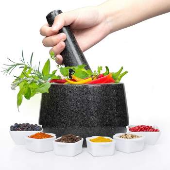 Granite Mortar and Pestle Set, 2 Cups Stone Grinder Bowl for Grinding Herbs Spices, Guacamo
