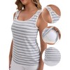 INSPIRE CHIC Women's Buckled Straps Breastfeeding Maternity U-Neck with Padded Loose Fit Longline Striped Tank Top - 3 of 4