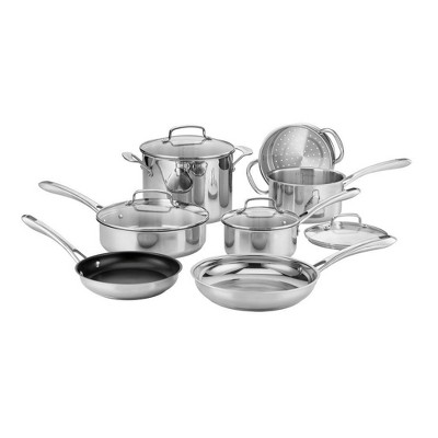 Cuisinart Classic 8pc Stainless Steel Cookware Set With Brushed Gold  Handles Matte White : Target