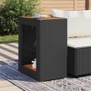 vidaXL Patio Side Table with Wooden Top Black 23.6"x15.7"x29.5" Poly Rattan - 3 of 4