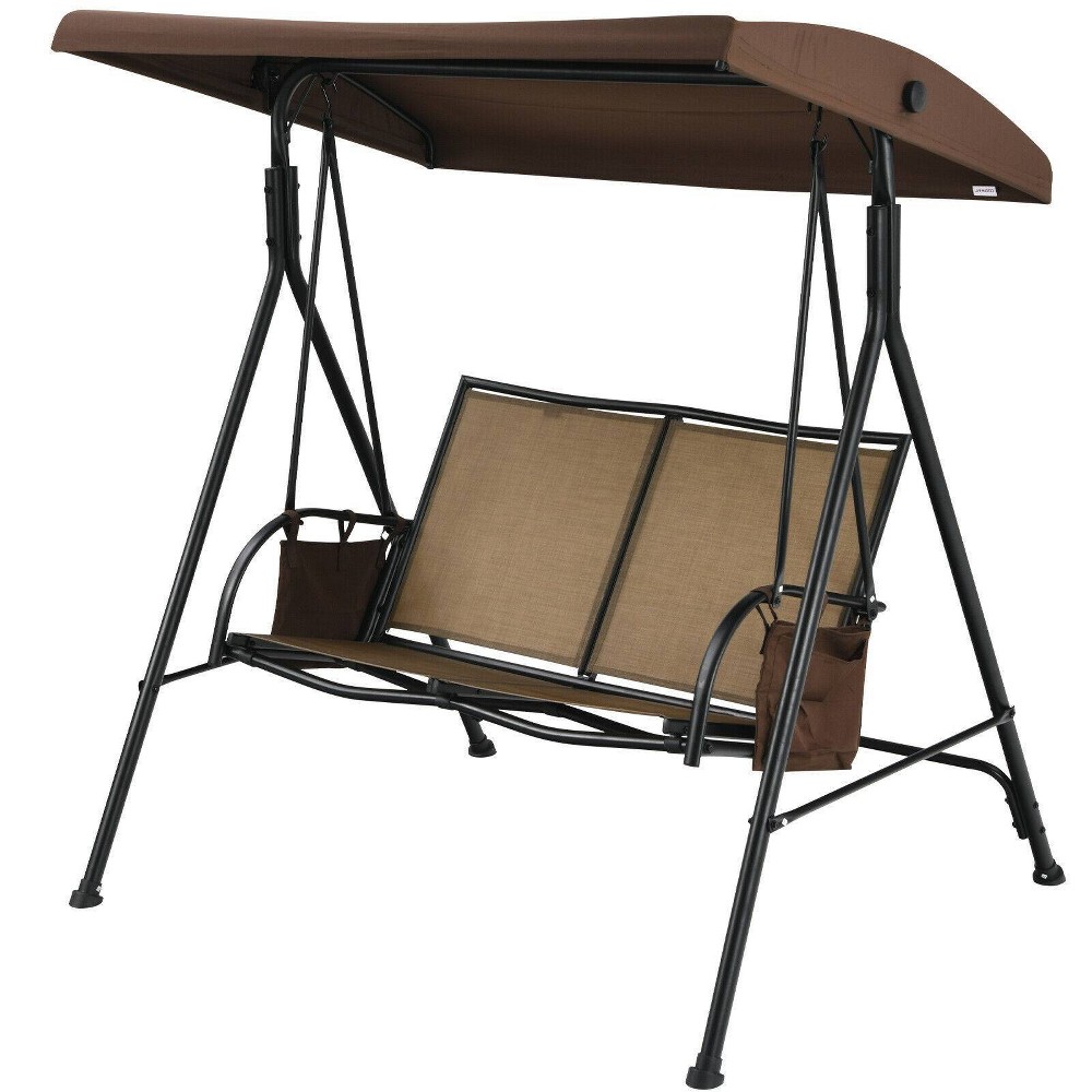 Photos - Canopy Swing 2 Seat Porch Swing with Adjustable Canopy & Storage Pockets - WELLFOR