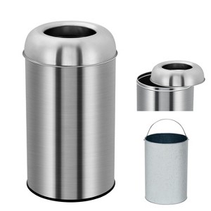 Stainless Steel Trash Can with Removable Inner Basket, Heavy - Duty Waste Bin for Indoor & Outdoor Use, Silver - 1 of 4