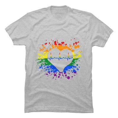 Adult Design By Humans Pride Heartbeat EKG Splatter By LegatoTendo T-Shirt