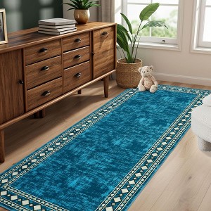Bordered Machine Washable Area Rugs, Area Rugs for Bedroom, Soft Lightweight Non Slip Indoor Carpet, Living Room Rug - 1 of 4
