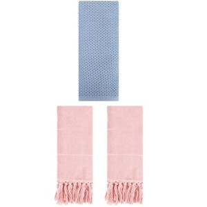 REGALWOVEN 3 Packs Cotton Soft Absorbent Tassels and Waffle Decorative Hand Towel - 1 of 4