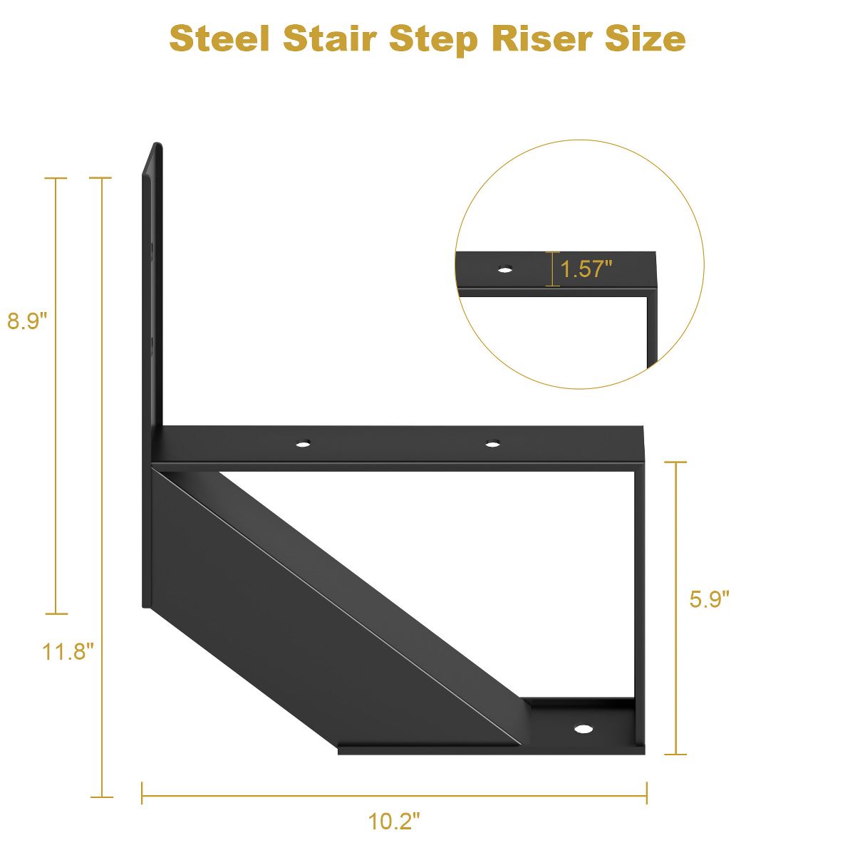 2 Pack Heavy Duty Powder-Coated Steel Stair Stringers, Weather Resistant Step Risers with 500 lbs Capacity, Pre-Drilled Holes for Easy Installation - thumbnail 4