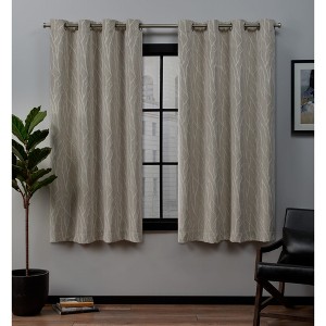 Exclusive Home Forest Hill Woven Room Darkening Blackout Grommet Top Curtain Panel Pair - 1 of 3