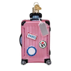 Old World Christmas 4.0 Inch Pink Rolling Suitcase Christmas Tree Ornament , Christmas Decor Travel Luggage Memories (1PC) - 1 of 3