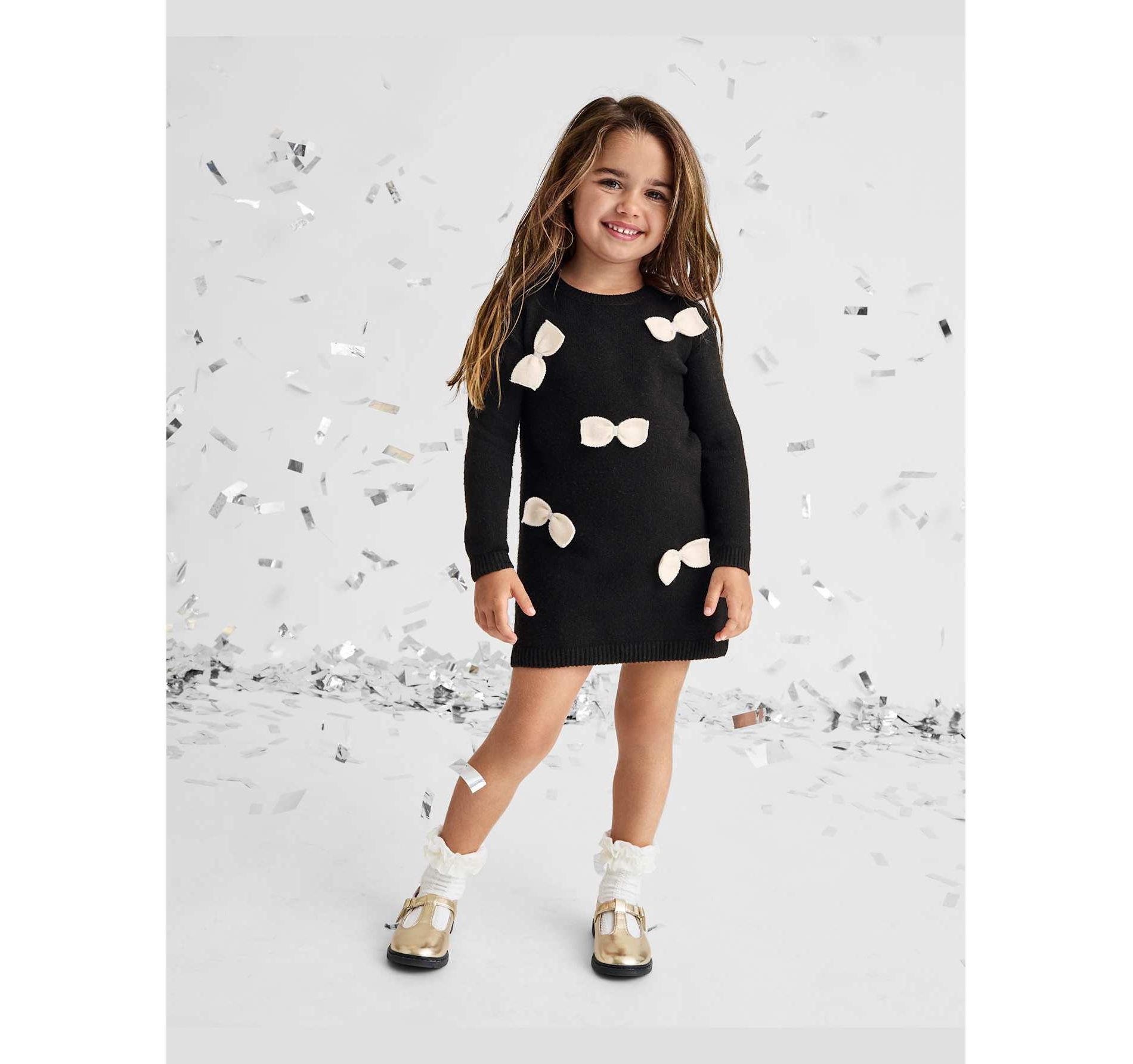 The Children's Place Baby Girls Long Sleeve Bow Sweater Dress