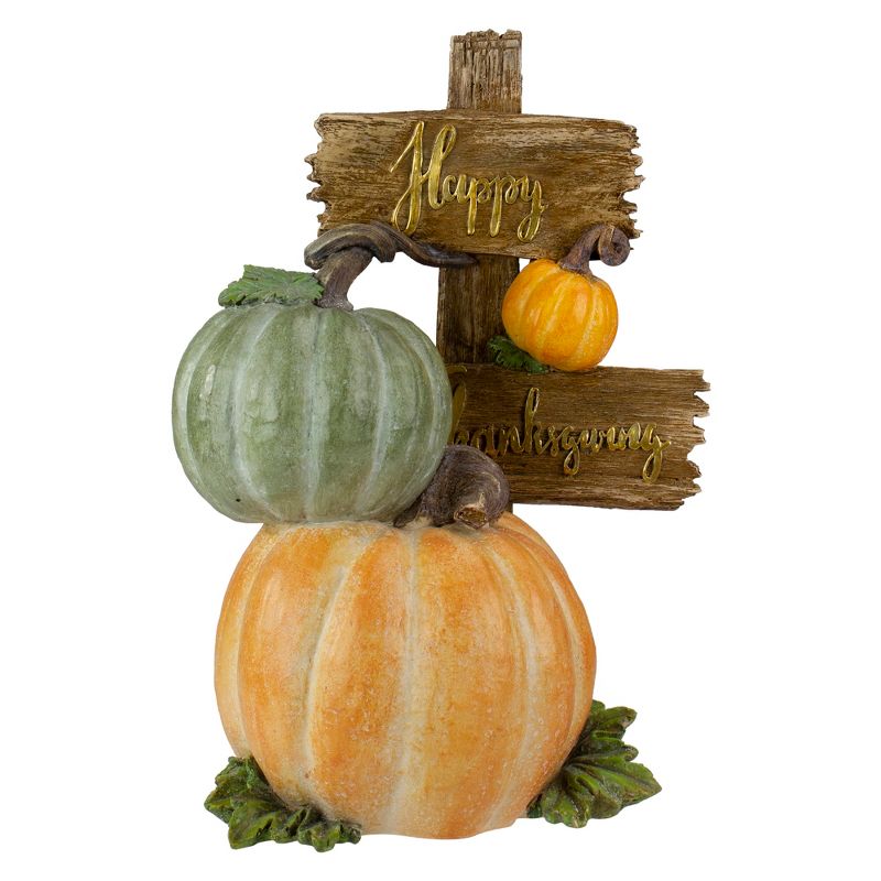 Northlight 12.5" Orange and Green Pumpkin "Happy Thanksgiving" Table Top Sign, 3 of 6