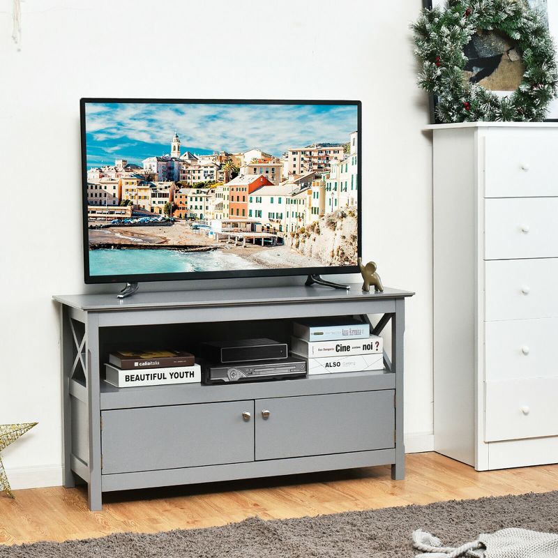 Costway Free Standing TV Cabinet Wooden Console TV Media Entertainment, 2 of 11
