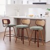 Okak Set of 2/3 PU/Linen Swivel Counter Height Bar Stools for Dining Rooms,Armless Chairs Bar Island Stools with Wooden Back - 3 of 4