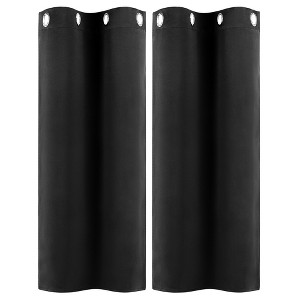 Unique Bargains Short Blackout Polyester Fiber Curtains 2 Panels - 1 of 4