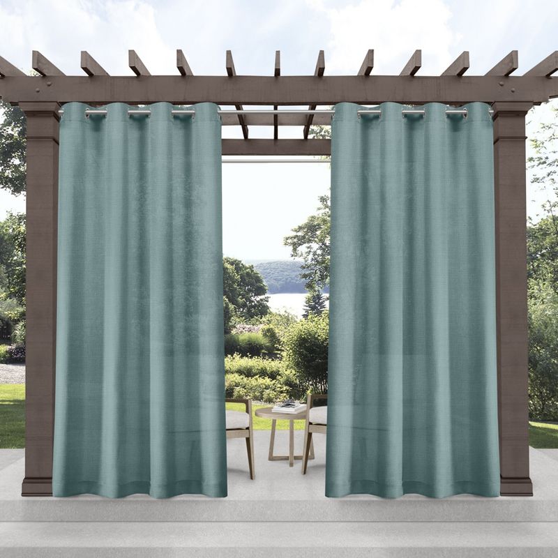 Exclusive Home Miami Semi-Sheer Textured Indoor/Outdoor Grommet Top Curtain Panel Pair, 1 of 7
