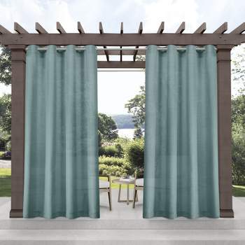 Exclusive Home Miami Semi-Sheer Textured Indoor/Outdoor Grommet Top Curtain Panel Pair