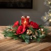 10.5"H Sullivans Artificial Christmas Magnolia Pomegranate Centerpiece, Green-Red, Indoor Christmas Decor - 3 of 4