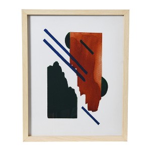 Abstract Geometric Print with Solid Wood Frame and Glass Cover - 1 of 4