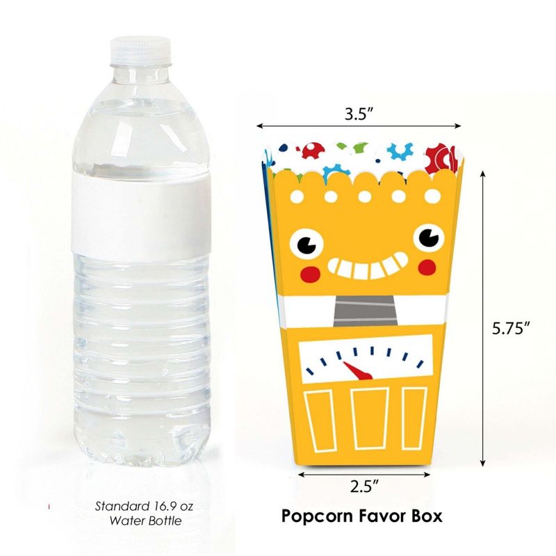 Big Dot of Happiness Gear Up Robots - Birthday Party or Baby Shower Favor Popcorn Treat Boxes - Set of 12, 2 of 6