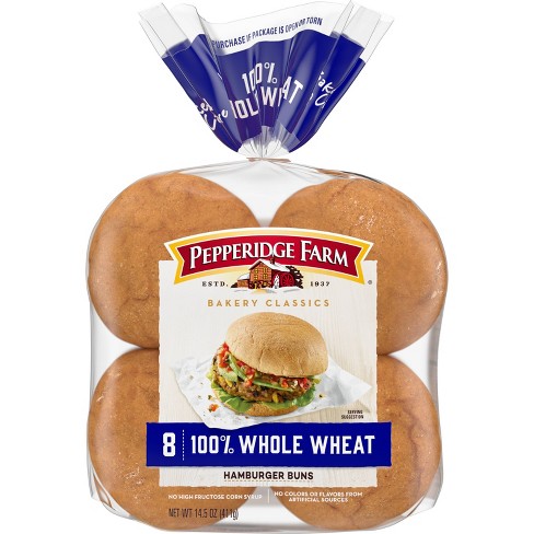 Pepperidge Farm Bakery Classics 100% Whole Wheat Hamburger Buns - 14.5oz/8ct - image 1 of 4