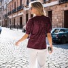 Amaryllis Women's Short-Sleeve Crew Neck Sequin Top Puff Sleeves Sparkling Detail - 4 of 4
