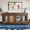 71" Double Dog Crate Furniture with 3 Storage Drawers | Wooden TV Stand & Pet Kennel with Removable Divider - 2 of 4