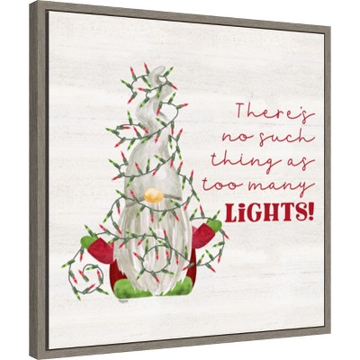 Gnome for Christmas Sentiment Canvas Wall Art in Grey Frame