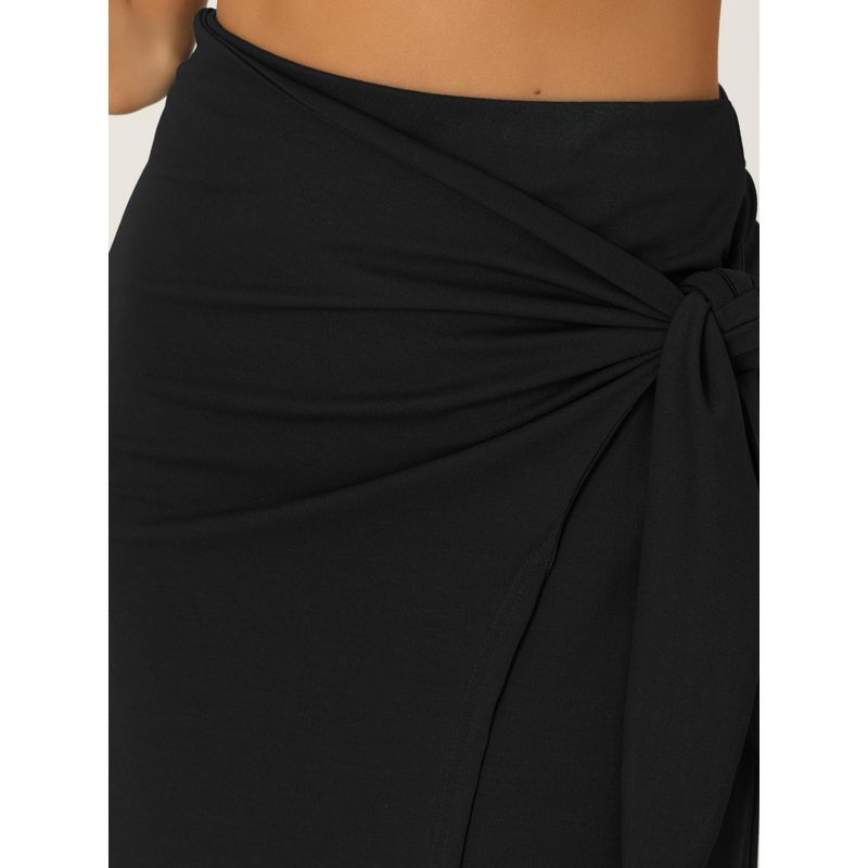 Allegra K Women's Boho High Waisted Long Summer Beach Maxi Wrap Skirts with Slit, 5 of 6