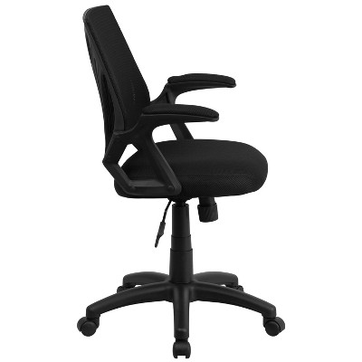 Ergonomic Black Mesh Mid-Back Swivel Task Chair with Fixed Arms