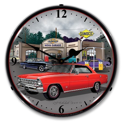 Collectable Sign & Clock | 1967 Nova (red) LED Wall Clock Retro/Vintage, Lighted