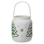 Northlight 4" White and Green Christmas Votive Candle Holder
