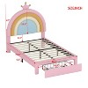 Twin/Full Size Velvet Upholstered Rainbow Design Bed, Princess Platform Bed with Storage Drawer, Pink - ModernLuxe - image 3 of 4