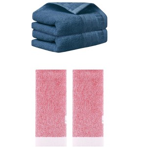 REGALWOVEN 4 Pcs Solid Soft Absorbent Hand Towel Set for Bathroom, Camping, Gym - 1 of 4