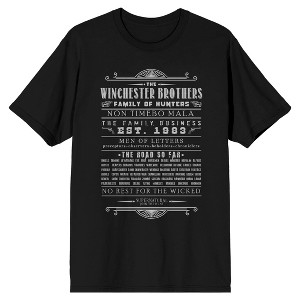 Supernatural Winchester Brothers Family of Hunters Men's Black T-shirt - 1 of 1