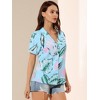 Allegra K Women's Hawaiian Floral Leaves Printed Short Sleeve Button Down Vintage Shirt - 4 of 4