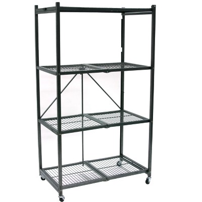 Origami General Purpose Foldable Shelf Storage Rack with Wheels for Home, Garage, or Office, Pewter