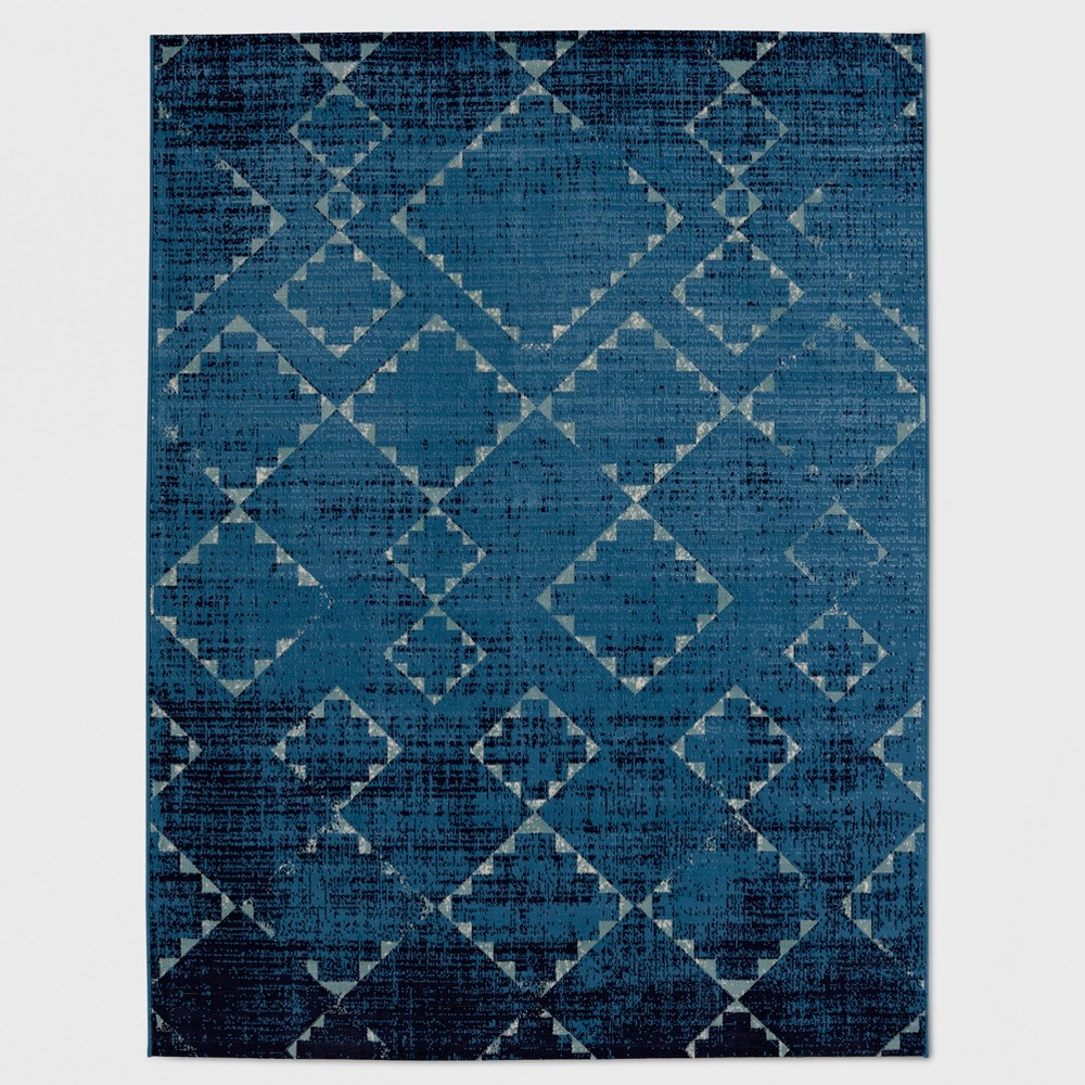 6' x 9' Distressed Diamonds Outdoor Rug Navy - Threshold™