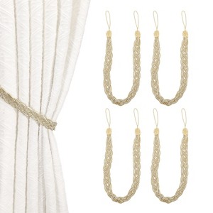 Unique Bargains Braided Polyester Elegant Design Durable Curtain Tiebacks Dark Beige 4 Pcs - 1 of 4