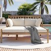Acacia Wood Outdoor Daybed with Removable Cushions and Pillows, Ergonomic Frame for Patio, Garden or Poolside Relaxation - Coolbibila - 3 of 4