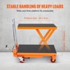 VEVOR Hydraulic Lift Table Cart, 330lbs Capacity 28.5" Lifting Height, Manual Single Scissor Lift Table with 4 Wheels and Non-slip Pad - 3 of 4