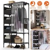 NewHome "Portable Closet Wardrobe Organizer with Hanging Rod, Shelf, 4 Storage Bags & 4 Hooks for Clothes" Black - 4 of 4