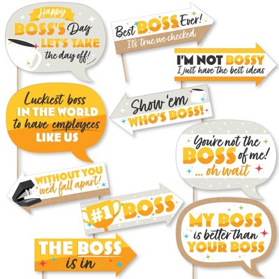 Big Dot of Happiness Funny Happy Boss's Day - Best Boss Ever Photo Booth Props Kit - 10 Piece