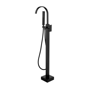 Cobbe Single Handle Freestanding Floor Standing Bathtub Filler Faucet Bathtub Filler with Swivel Spout and Handheld Shower Matte Black - 1 of 4