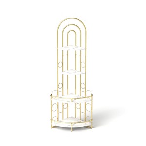 VYNXARIA 4 - Tier Metal Frame Corner Bookshelf in Gold, Modern Style for Plant Display - 1 of 4