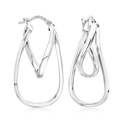 Ross-Simons Italian Sterling Silver Twisted Hoop Drop Earrings