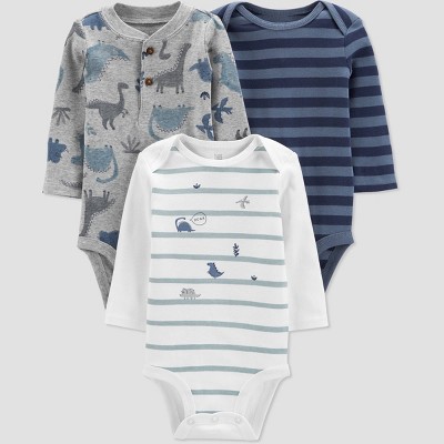 Image of Baby Boys' 3pk Dino Bodysuit - Just One You® made by carter's Off-White/Gray/Blue 3M
