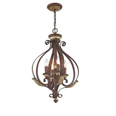 Villa Verona Bronze and Gold Leaf 4-Light Chandelier
