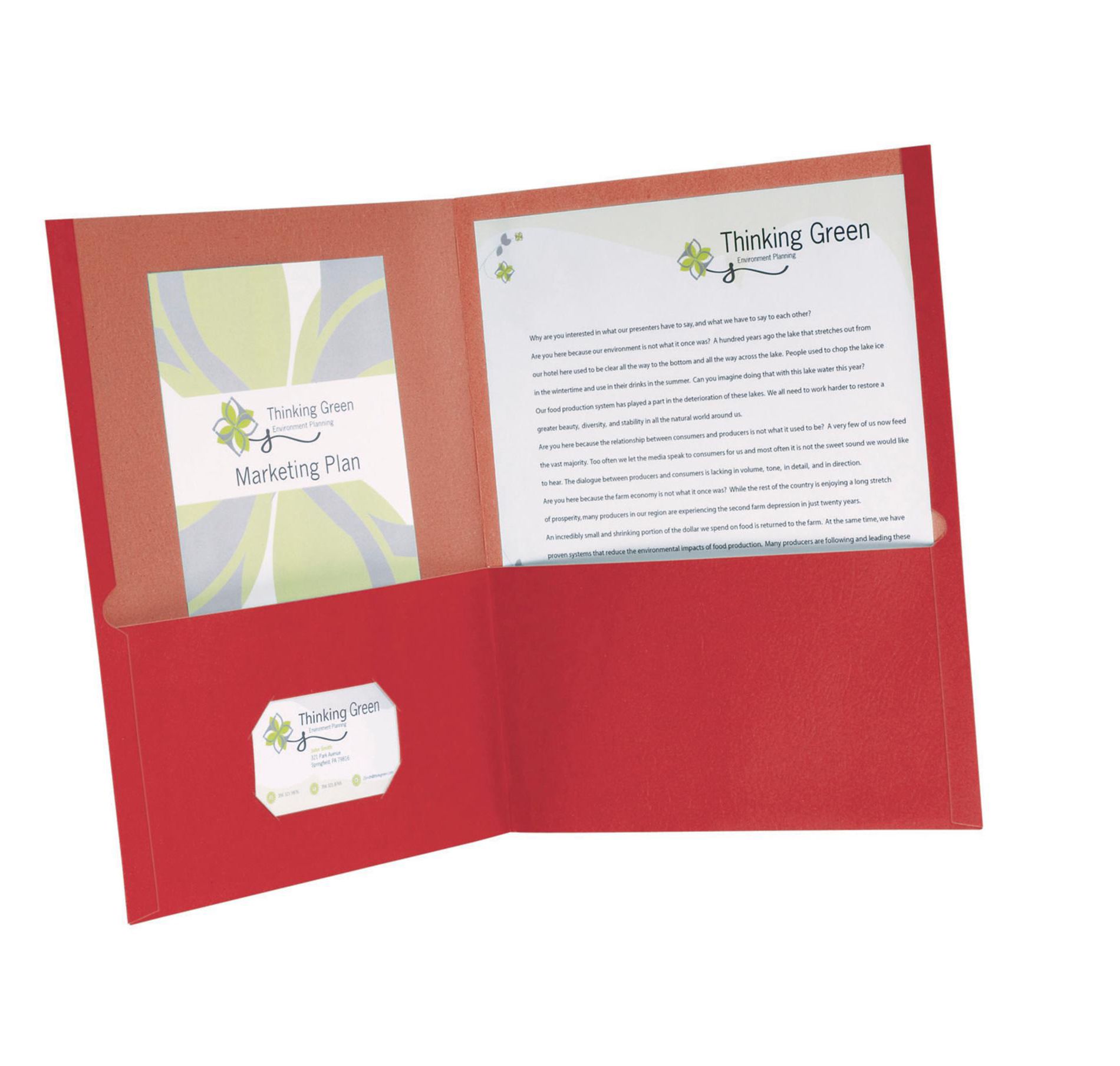 Oxford Earthwise Recycled 2-Pocket Folder, Red, Pack of 25