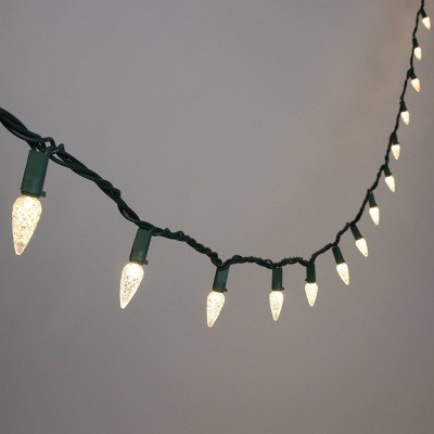 Philips 60ct LED Super Bright Faceted C6 String Lights Warm White with Green Wire