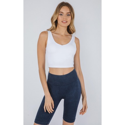 90 Degree By Reflex Womens Fitted V Neck Cropped Tank Top - White - Medium  : Target